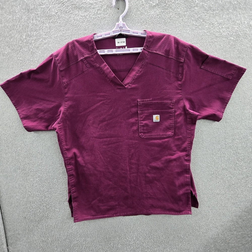 Carhartt Women Scrub‎ Top L Purple Logo PO#0421-7006886 Short Sleeve